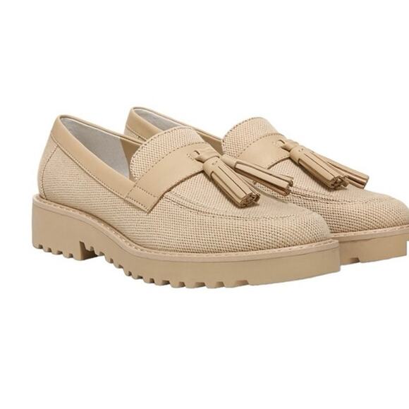 Franco Sarto Shoes - FRANCO SARTO Women’s Carolynn 9 Tassel Lug Sole Loafer in beige-Size 11